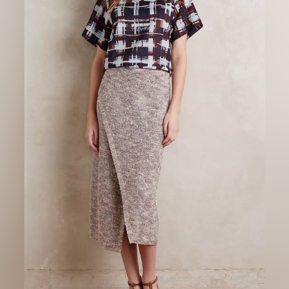 Anthropologie Beige Midi Skirt